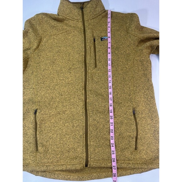 L.L. Bean Sweater Fleece Full Zip Jacket Coat Outdoor Hiking Mustard Men Large - Picture 6 of 10